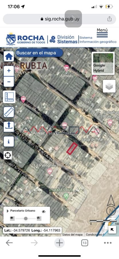 Venta Terreno en Punta Rubia la pedrera rocha vista al mar