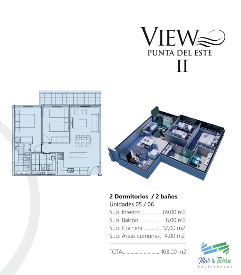 VENTA APARTAMENTO VIEW ll PUNTA DEL ESTE, ENTREGA 2025, DOS DORMITORIOS
