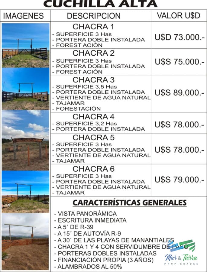Muy lindas chacras en la sierra de los caracoles a 15 minutos de San Carlos