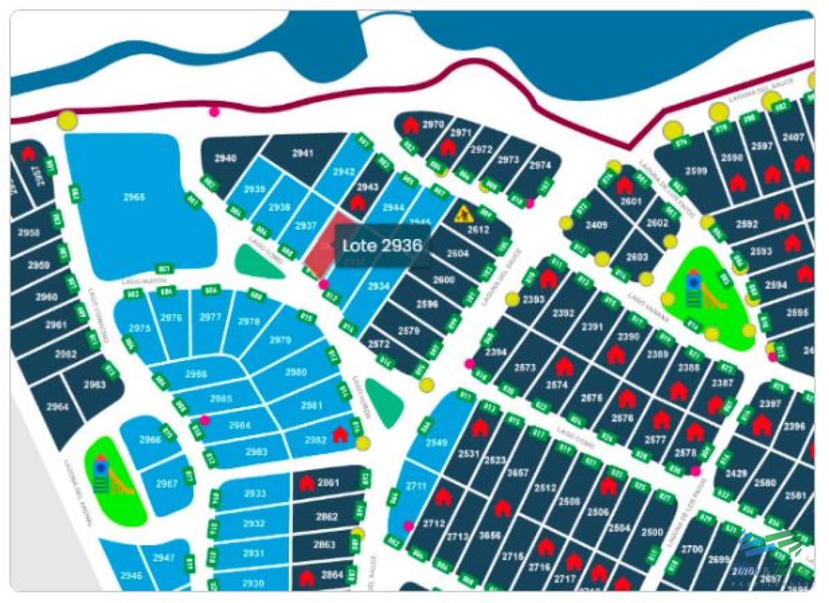 venta de terreno de 1.325 m2 en club del lago