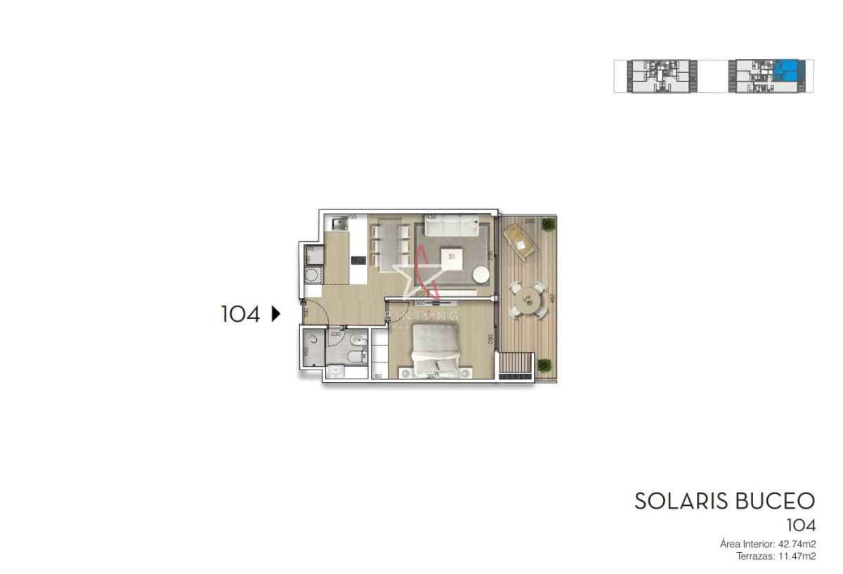 Venta, Apartamento, Buceo, 1 Dormitorio, 1 Baño, Balcón, Parrillero - Bintang Propiedades