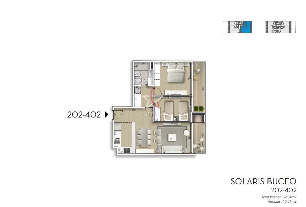 Venta, Apartamento, Buceo, 2 Dormitorios, 1 Baño, Balcon, Parrillero - Bintang Propiedades