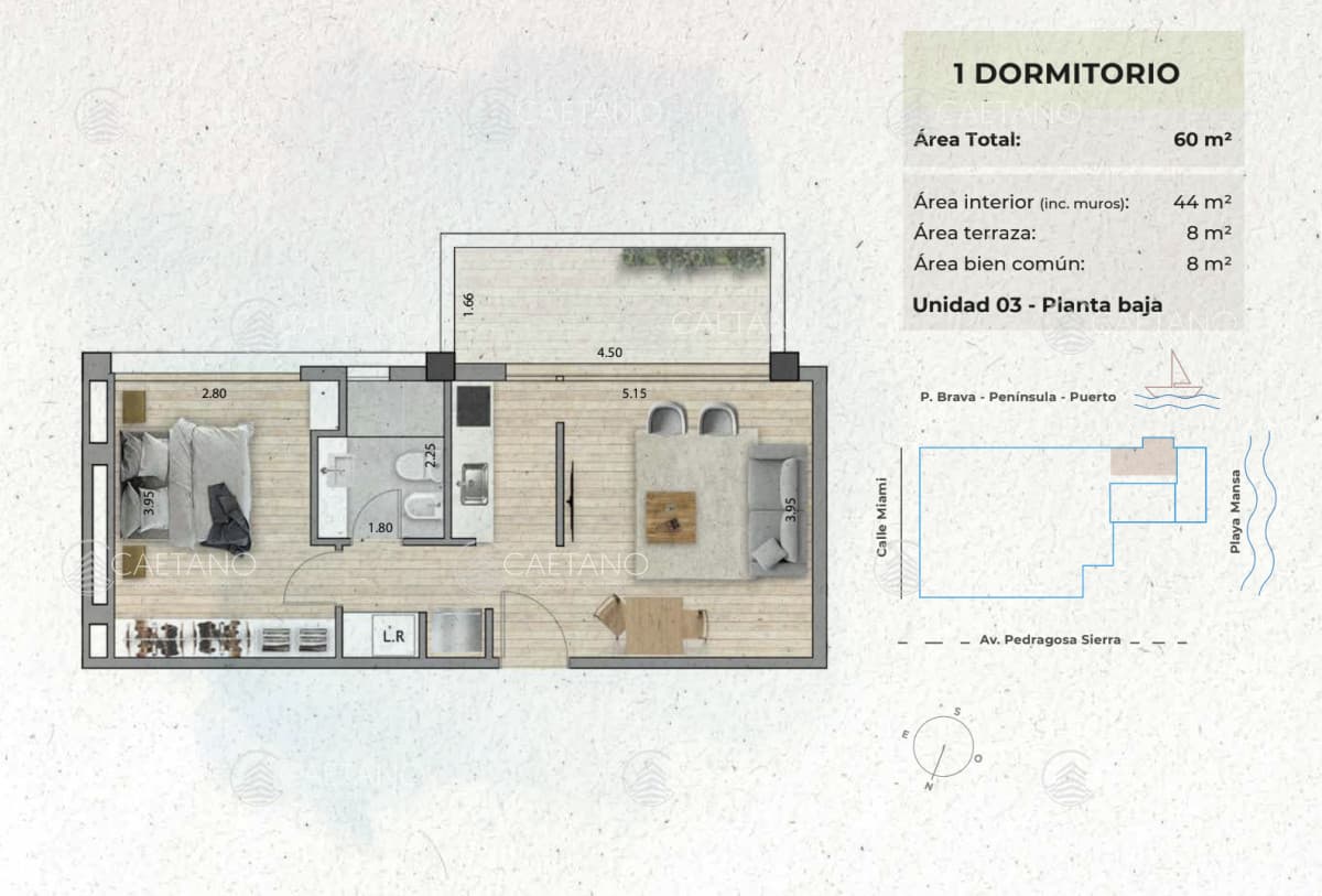 Venta apartamento 1 dormitorio. Playa mansa, Punta del Este
