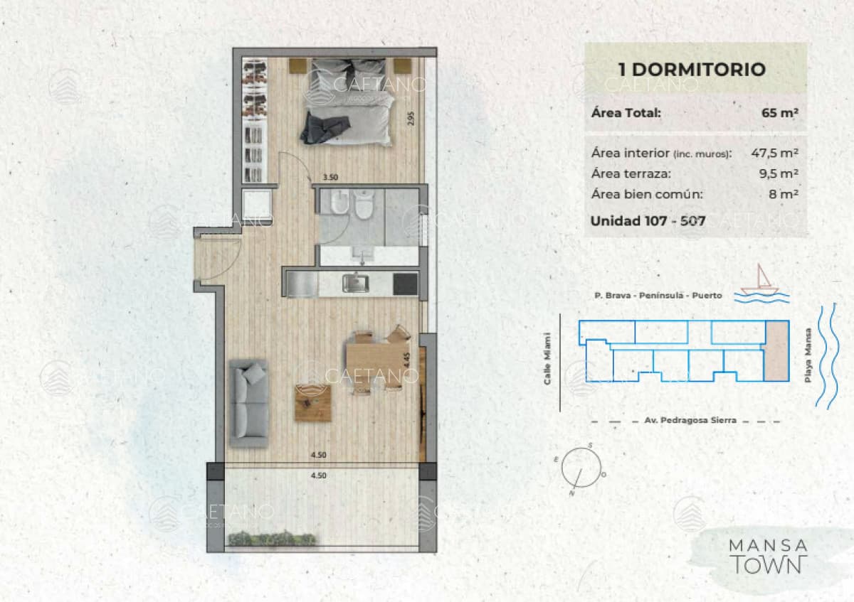 Venta apartamento 1 dormitorio - Playa Mansa - Punta del Este