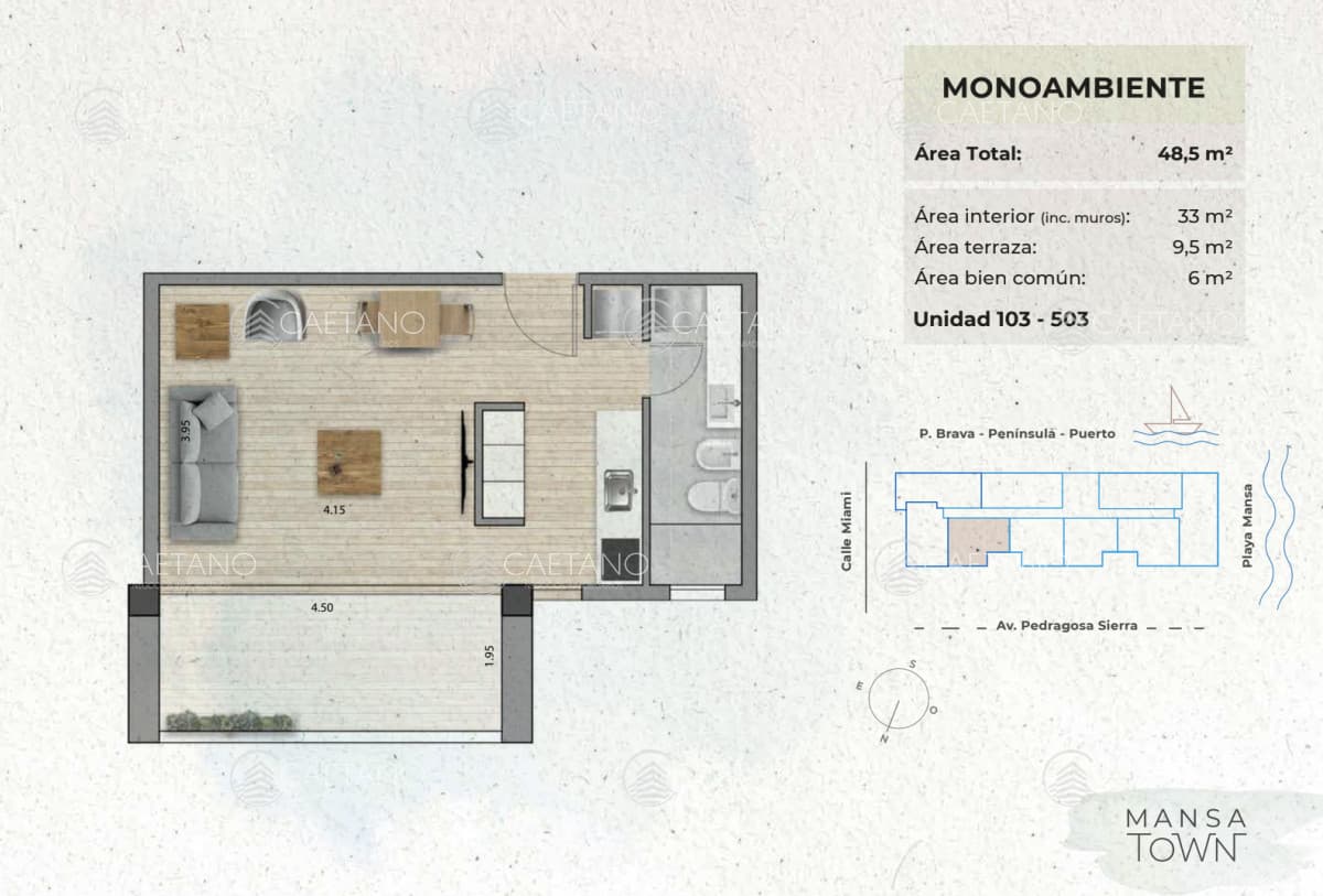 Venta apartamento monoambiente - Playa Mansa - Punta del Este