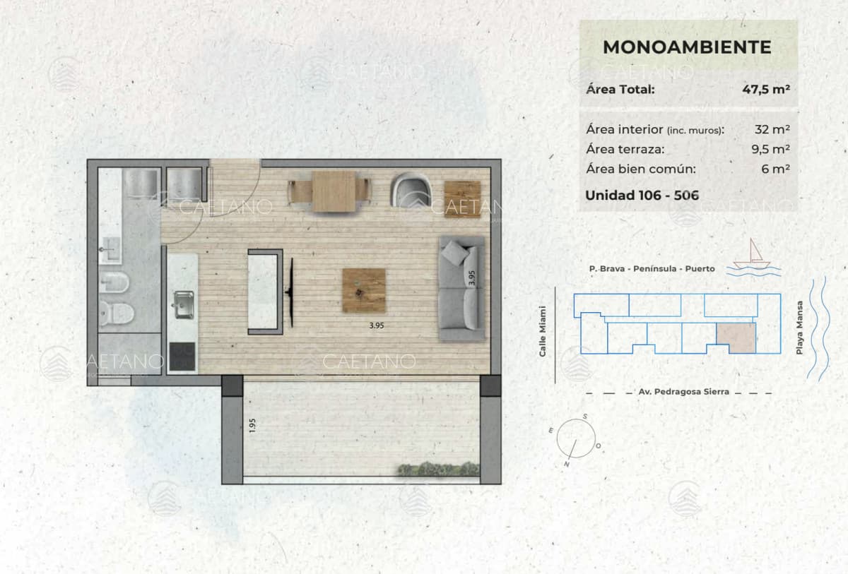 Venta apartamento monoambiente - Playa Mansa - Punta del Este
