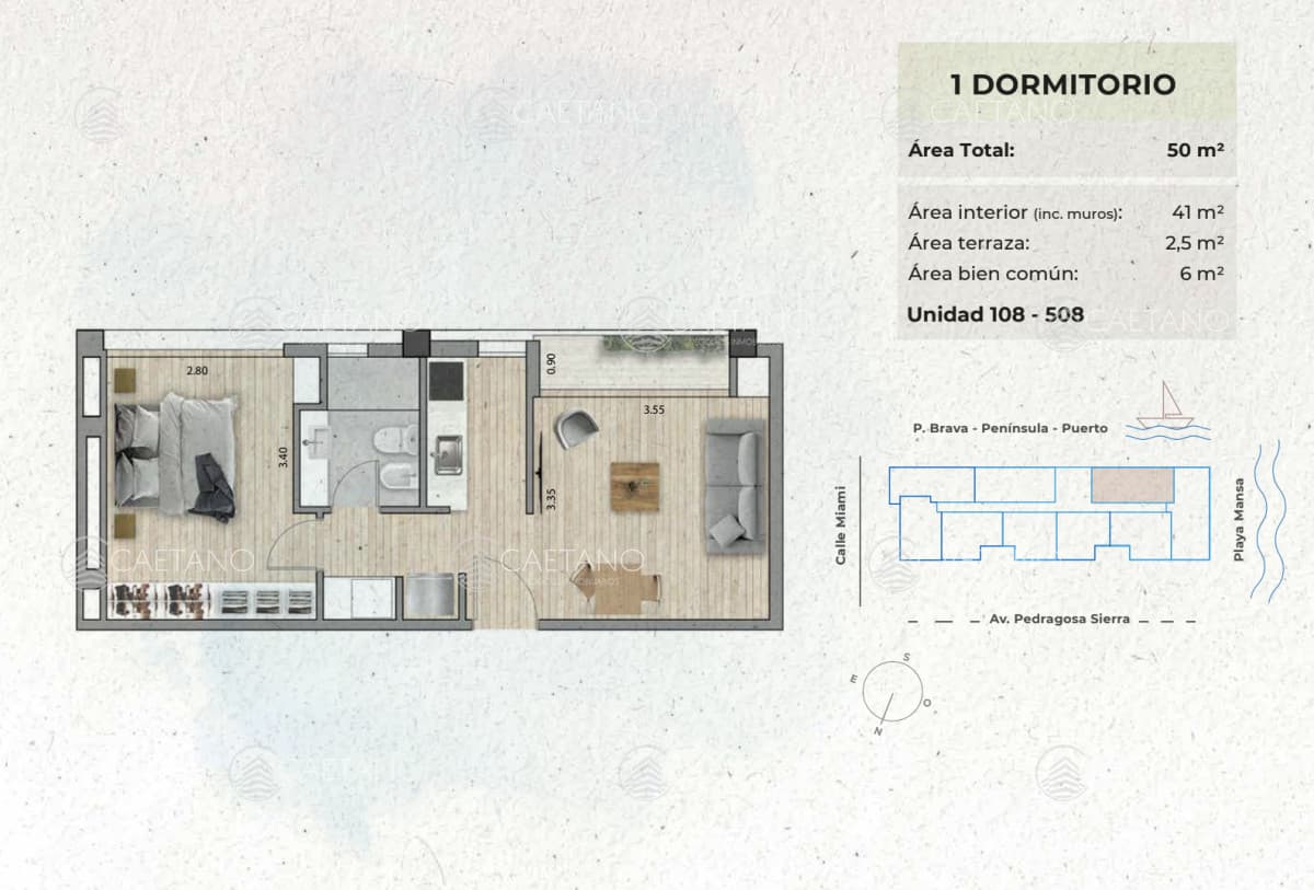 Venta apartamento 1 dormitorio. Playa mansa, Punta del Este.