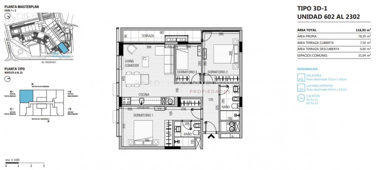 Apartamento en venta de 3 dormitorios Punta del Este.