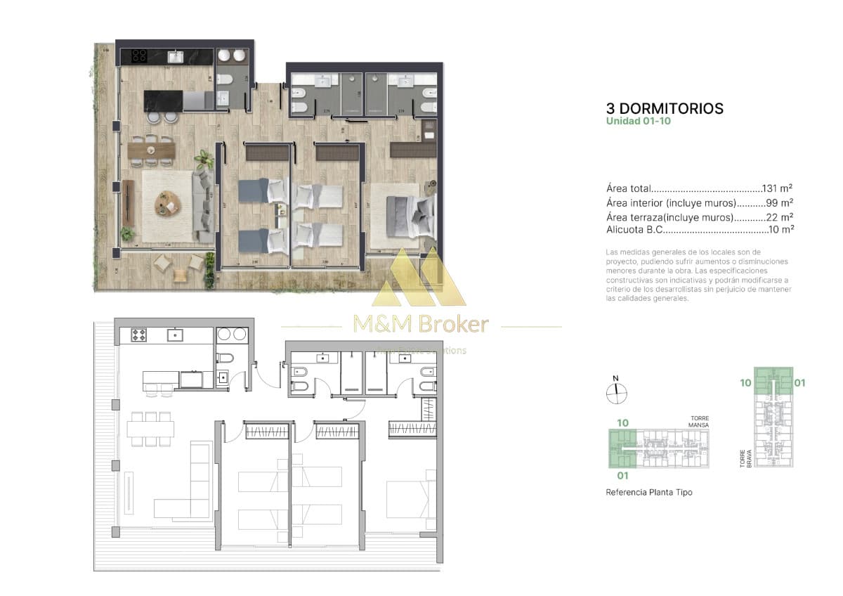 Apartamento ID.507 - Venta apartamento 3 dormitorios en pozo Punta del Este