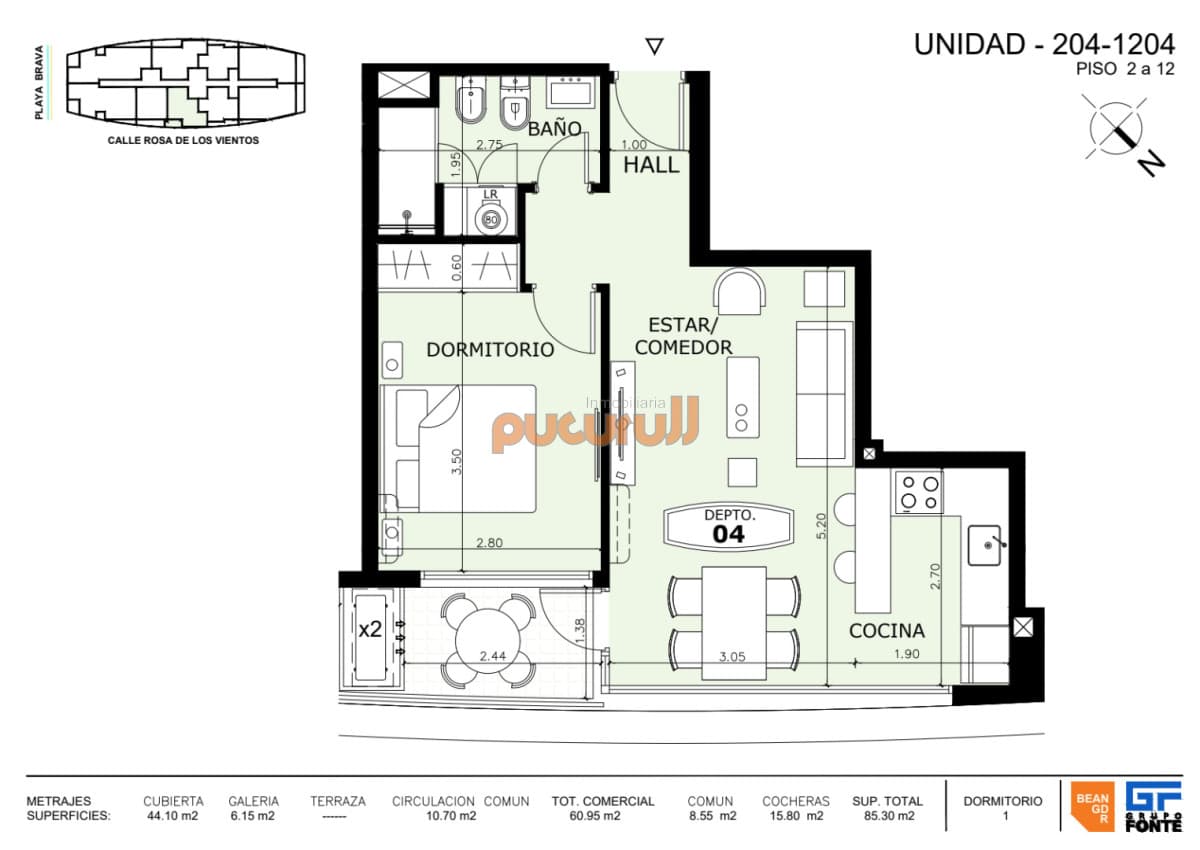 Apartamento de 1 dormitorio en venta en Manglar Albor, Playa Brava, Punta del Este