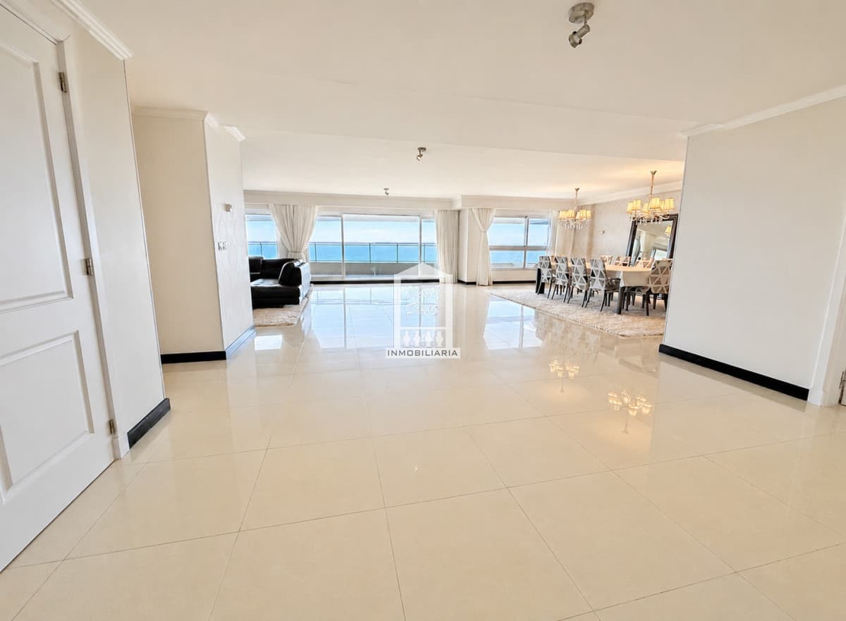 Playa Brava, primera fila. Semipiso, 462 m2 de planta, parrillero propio. 3 garajes.