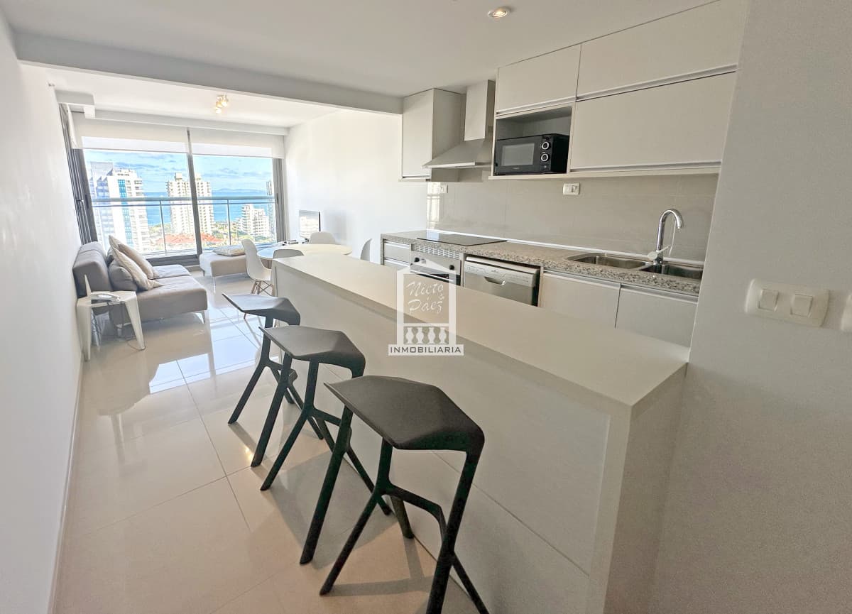 Piso alto, 1 suite + toilette, garaje. Full amenities.
