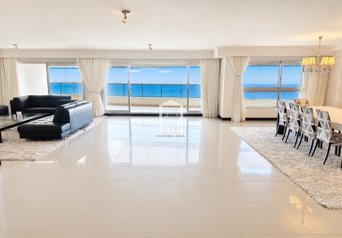 Playa Brava, primera fila. Semipiso, 462 m2 de planta, parrillero propio. 3 garajes.