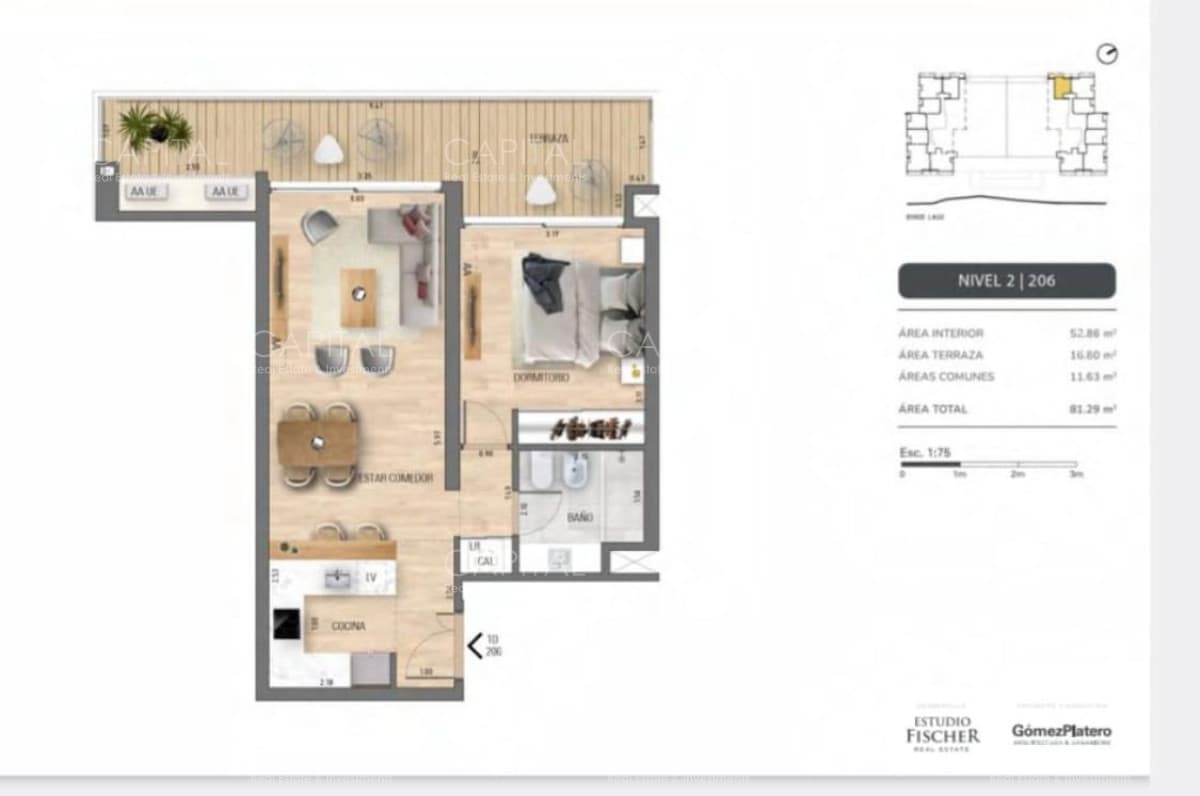 Apartamento de un dormitorio en venta en Lagos de Carrasco