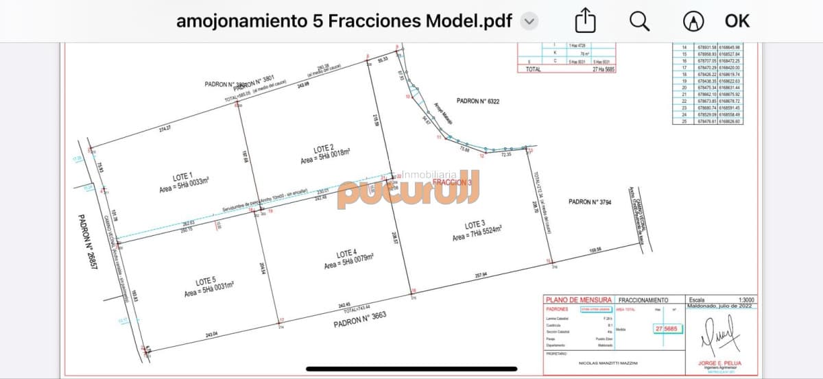 Chacras o Campos en Pueblo Edén