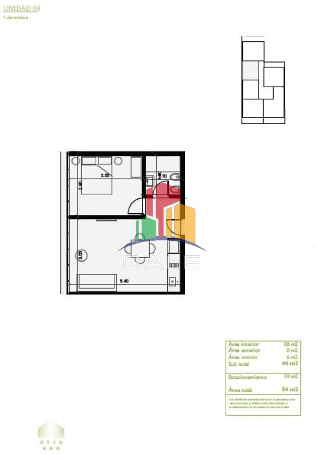 Gale Propiedades & Escribanía Apartamento ID.3364 - Apartamento en venta de 1 dormitorio a estrenar sobre Roosevelt