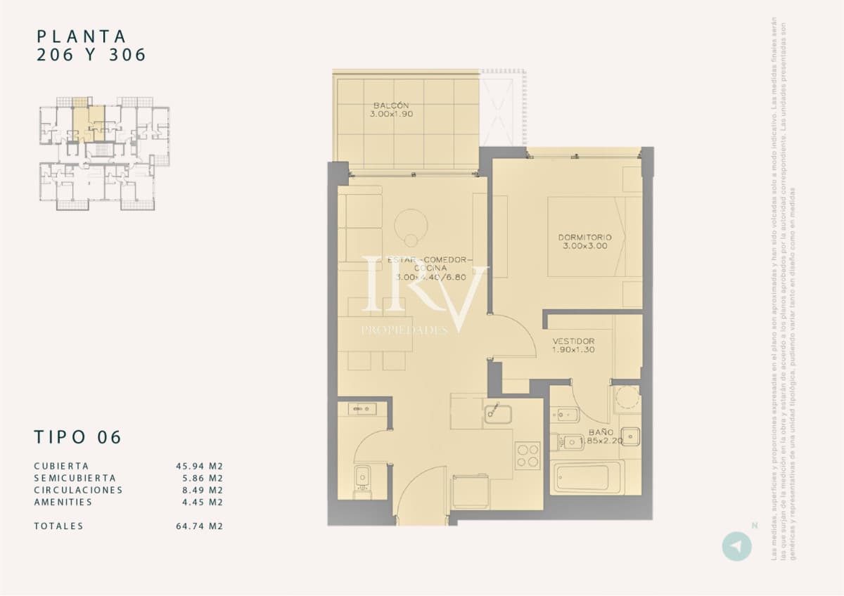 IRV PROPIEDADES Apartamento ID.1014 - Venta en Obra. Peninsula de Punta del Este. Apartamento 1 dorm con garaje