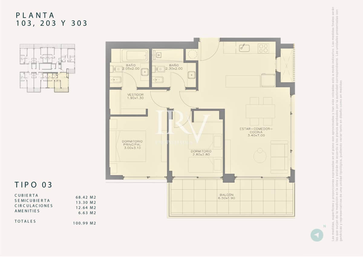 IRV PROPIEDADES Apartamento ID.1009 - Venta en Obra. Peninsula de Punta del Este. Apartamento 2 dorm con garaje