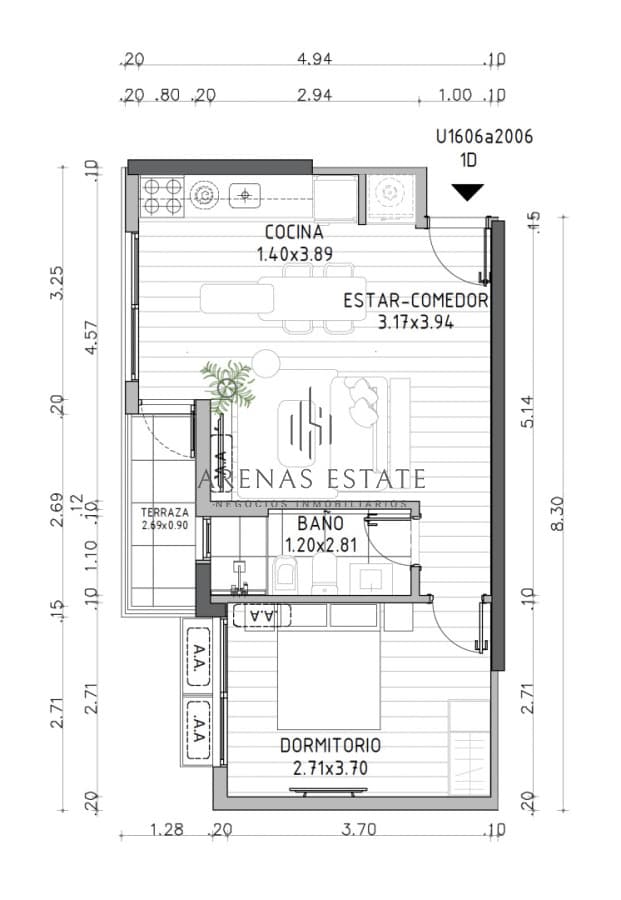 Apartamento ID.4763 - Apartamento en venta de 1 dormitorio en Roosevelt