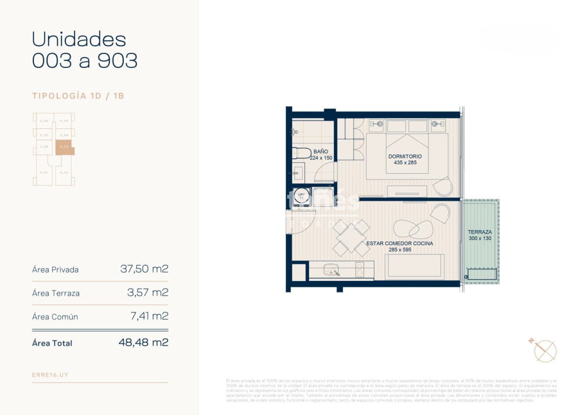 Apartamento ID.10543 - Apartamento en el corazón de Roosevelt!!  ERRE 16  1 dorm.