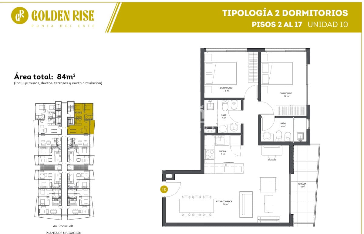 Apartamento ID.10223 - GOLDEN RISE: 2 dormitorios excelente oportunidad!!
