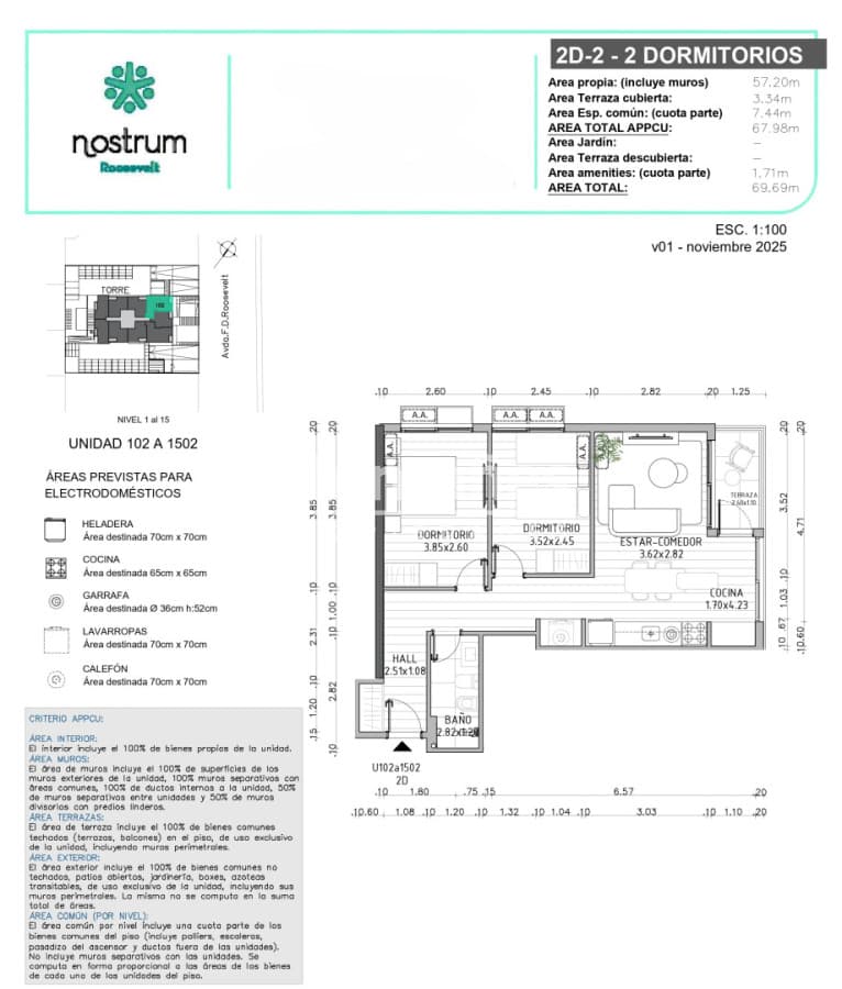 Apartamento ID.10516 - Altura, Luz y Ubicación - Apto. 2 dorm. Nostrum Roosevelt Pre-Venta