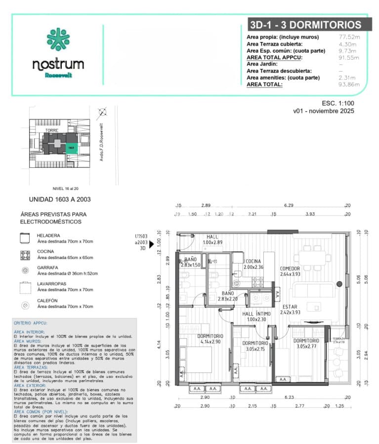 Apartamento ID.10517 - Altura, Luz y Ubicación  Apto. 3 dorm. Nostrum Roosevelt  Pre-Venta