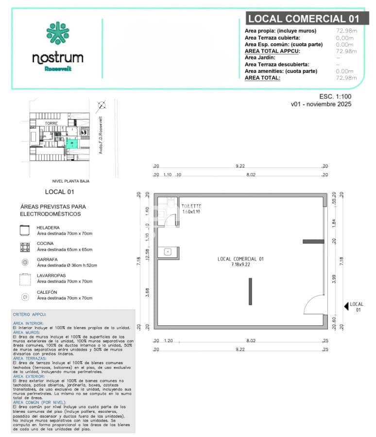 Local Comercial ID.10519 - ✨ Inversión estratégica | Locales en torre Nostrum Roosevelt Pre-Venta