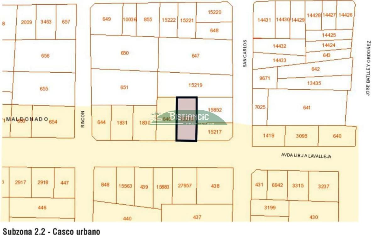 Terreno Maldonado sobre avenida Lavalleja, 382 m2 , ideal locales, comercio, aptos, etc. Venta US$ 120.000.