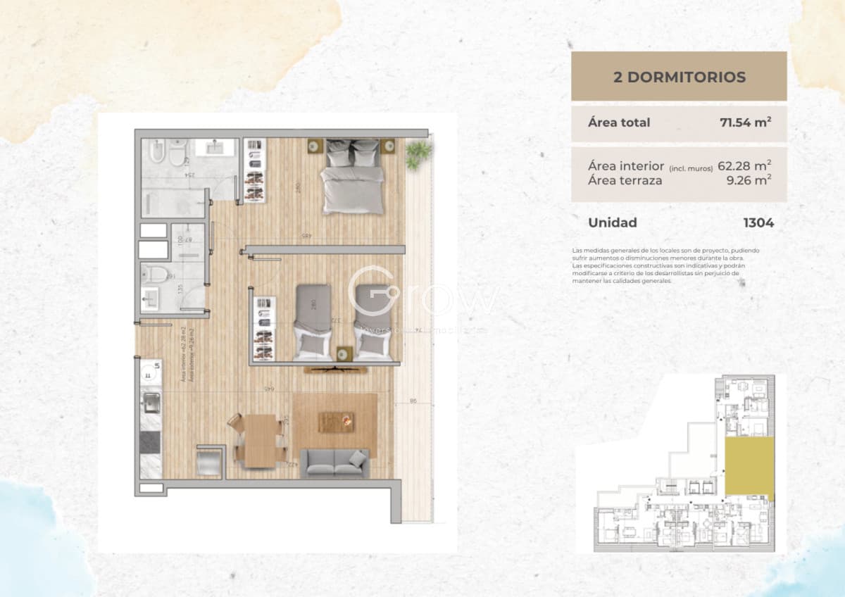 Apartamento 2 Dormitorios en Mansa Tower