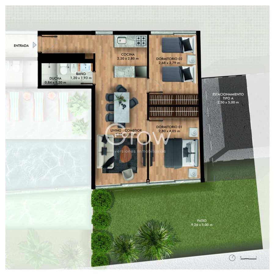 Apartamento de 2 Dormitorios en Edificio See Bosque