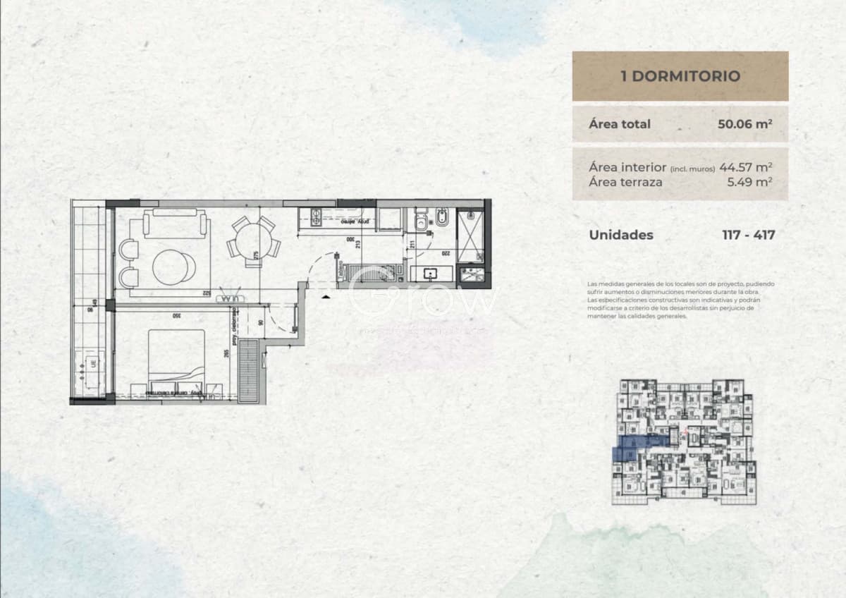 Apartamento de 1 dormitorio en venta en Torre Mood 32