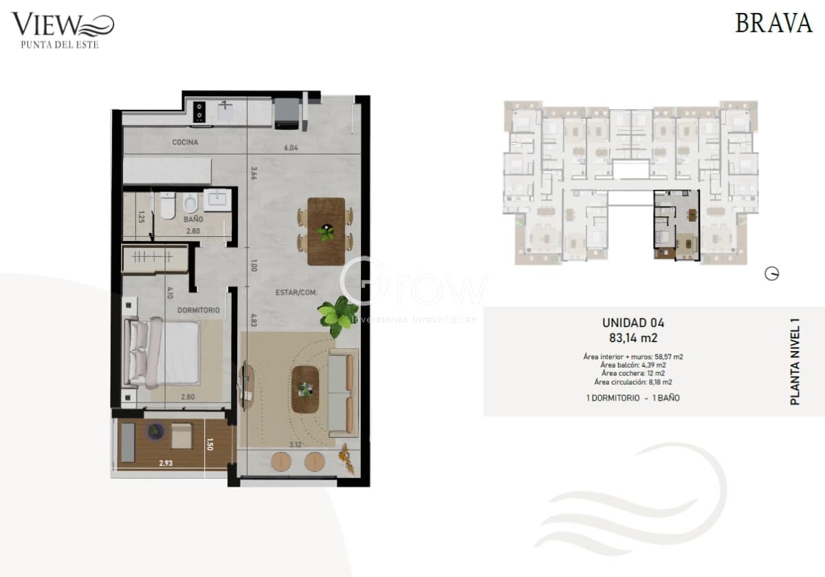 Apartamento a estrenar, de 2 dormitorios en Playa Brava!