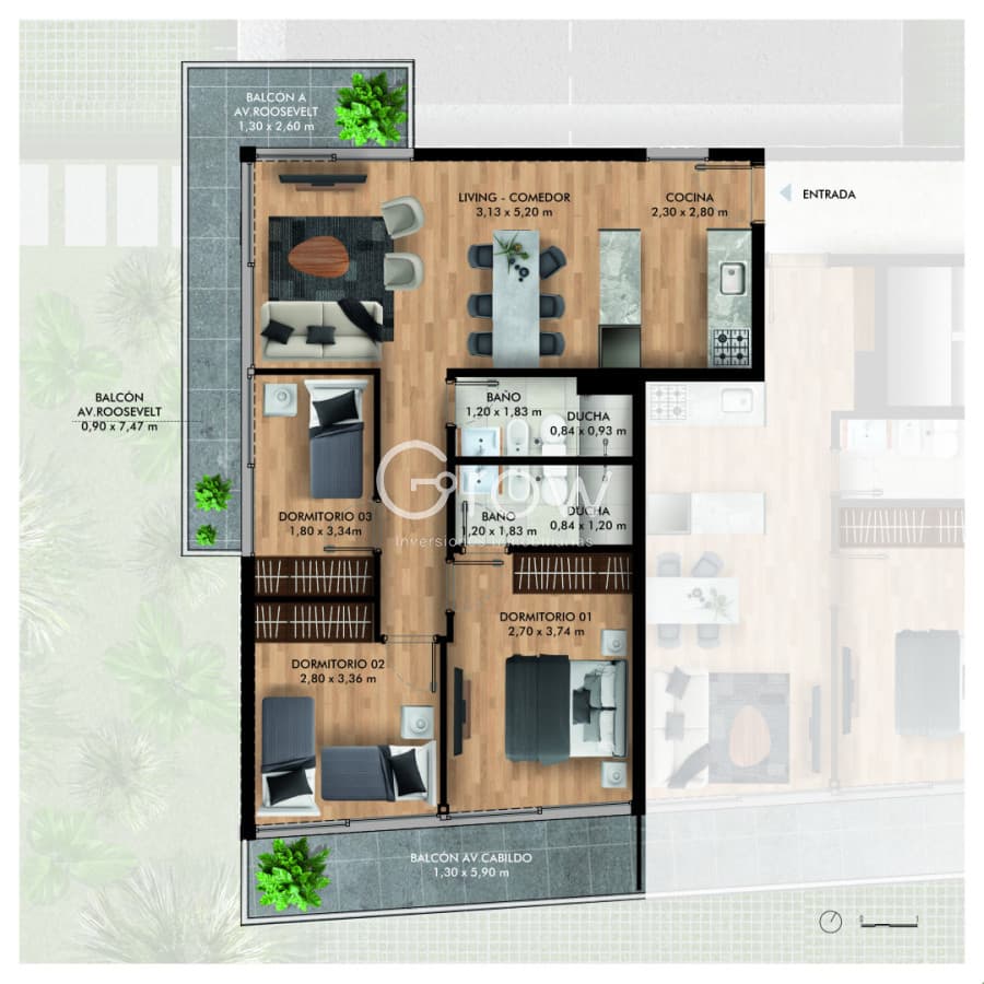 Amplio apartamento de 3 dormitorios en See Bosque