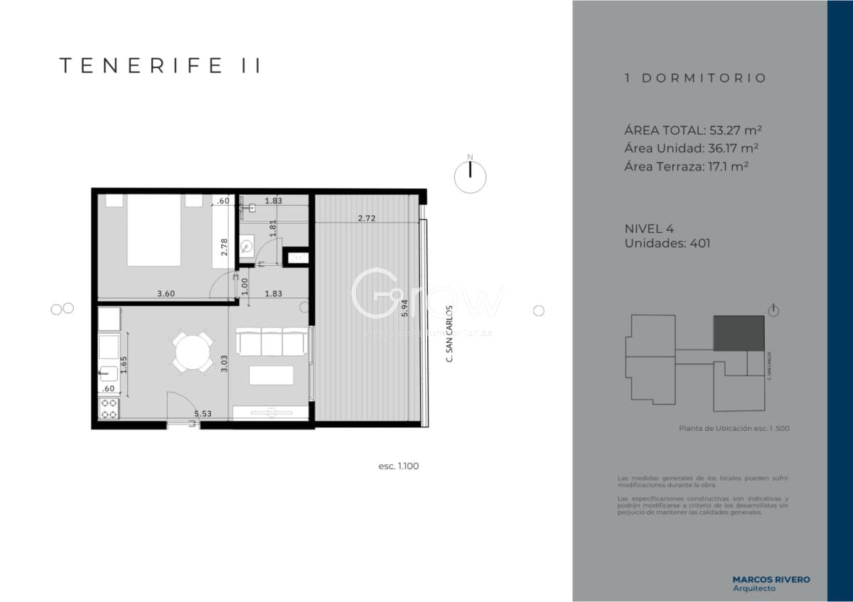 Nuevo Tenerife ll Centro - Apartamento en Venta 1 dormitorio USD 140.000