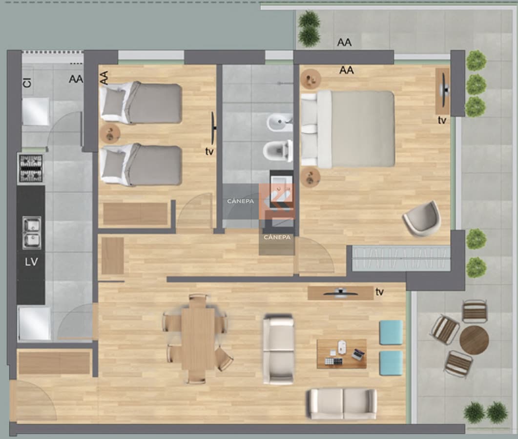 Venta apartamento 2 dormitorios en Parque Carrasco