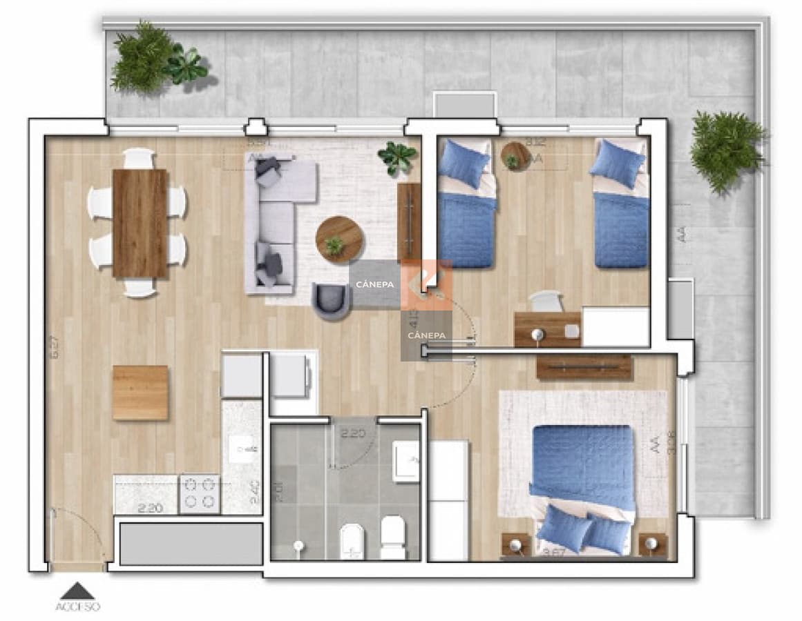 Venta apartamento de 2 dormitorios en con una vista única