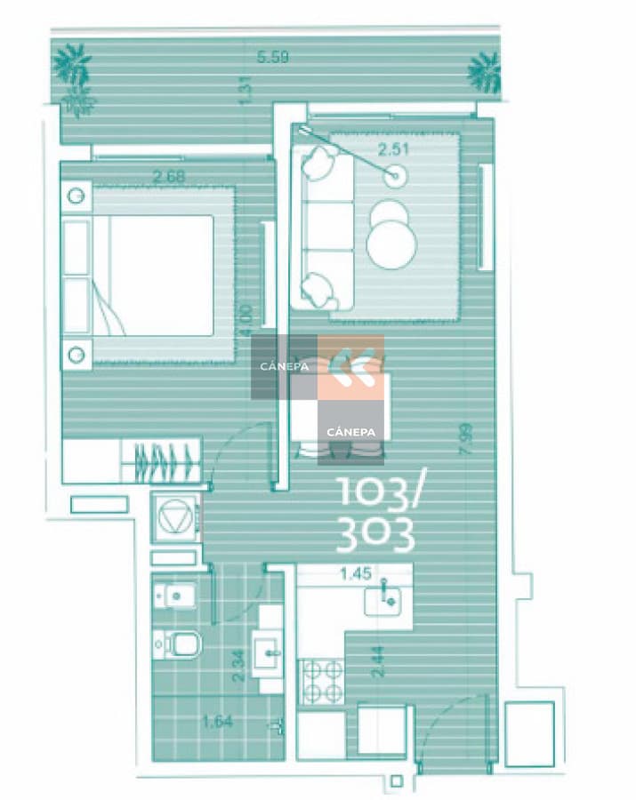 Venta apartamento de 1 dormitorio en Carrasco