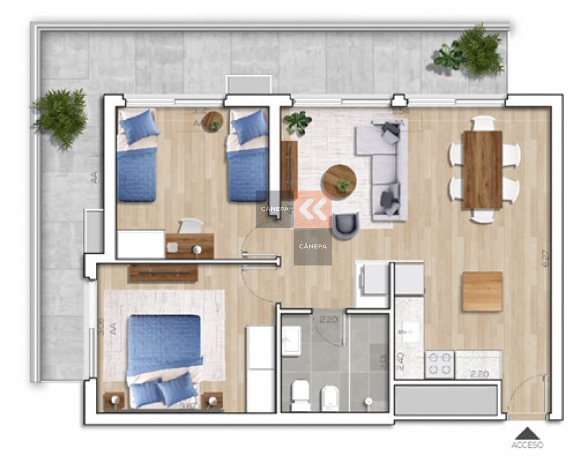 Venta apartamento de 2 dormitorios con una vista única