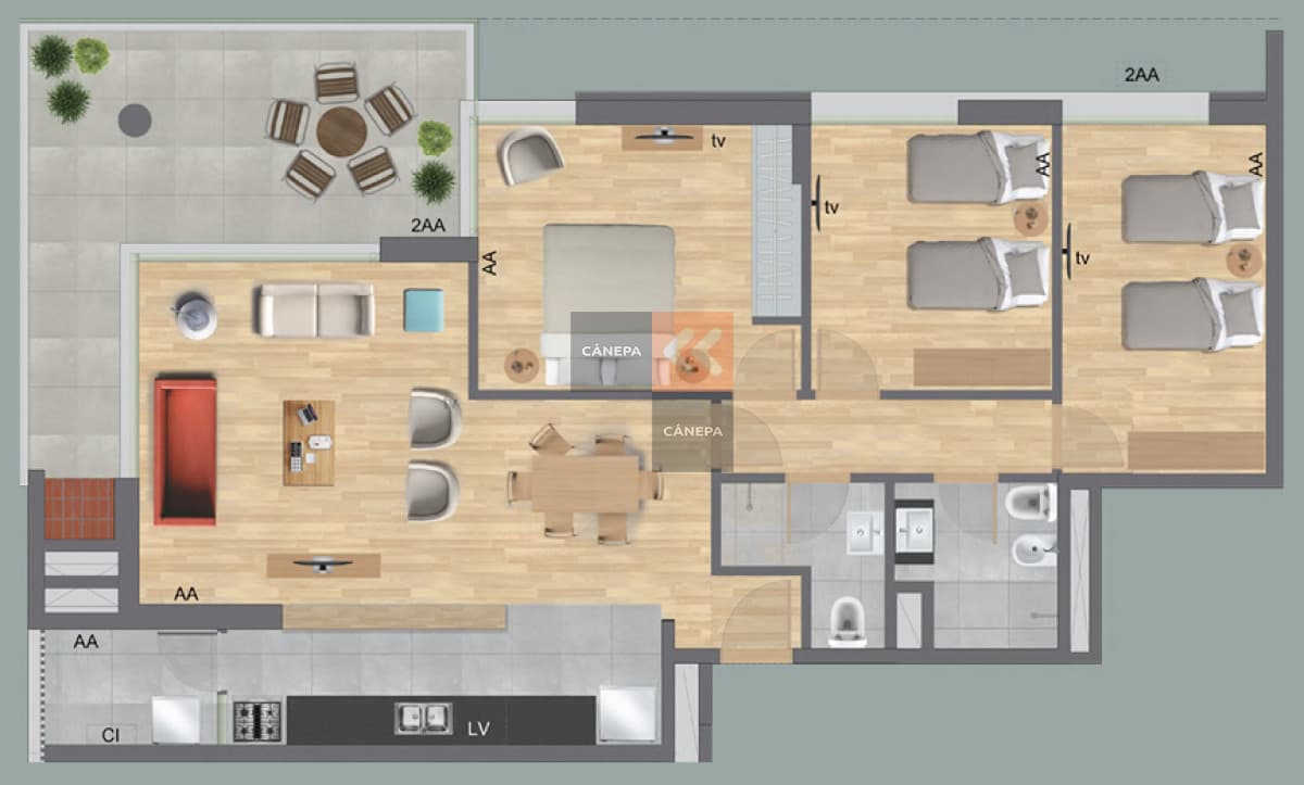 Venta apartamento 3 dormitorios en Parque Carrasco
