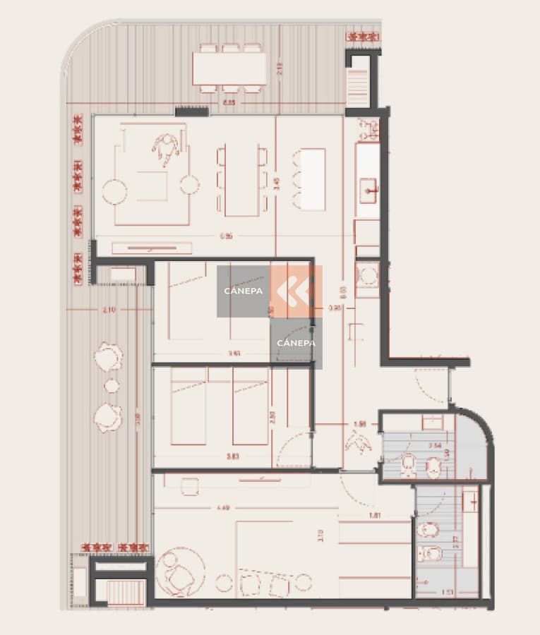 Venta apartamento 3 dormitorios frente al Lago Calcagno