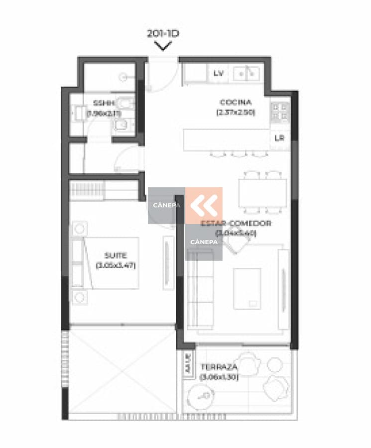 Venta apartamento de 1 dormitorio en Jardines de Carrasco
