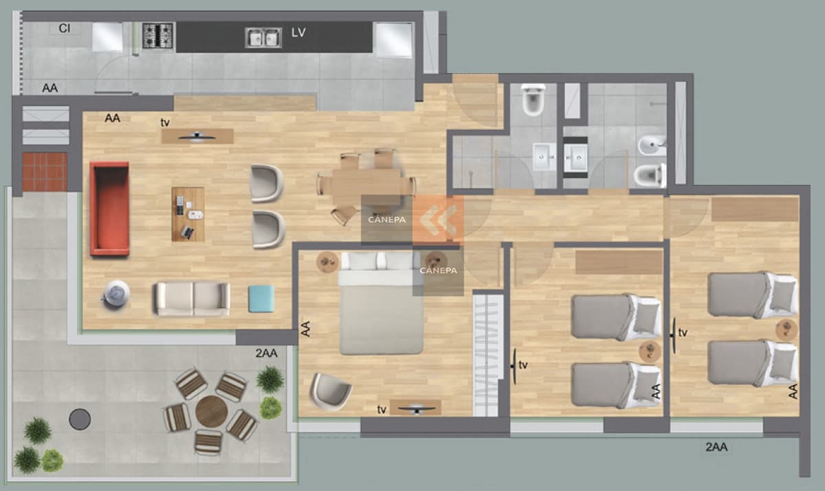 Venta apartamento 3 dormitorios en Parque Carrasco