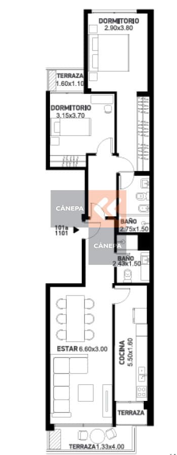 Venta con renta apartamento de 2 dormitorios en Malvin