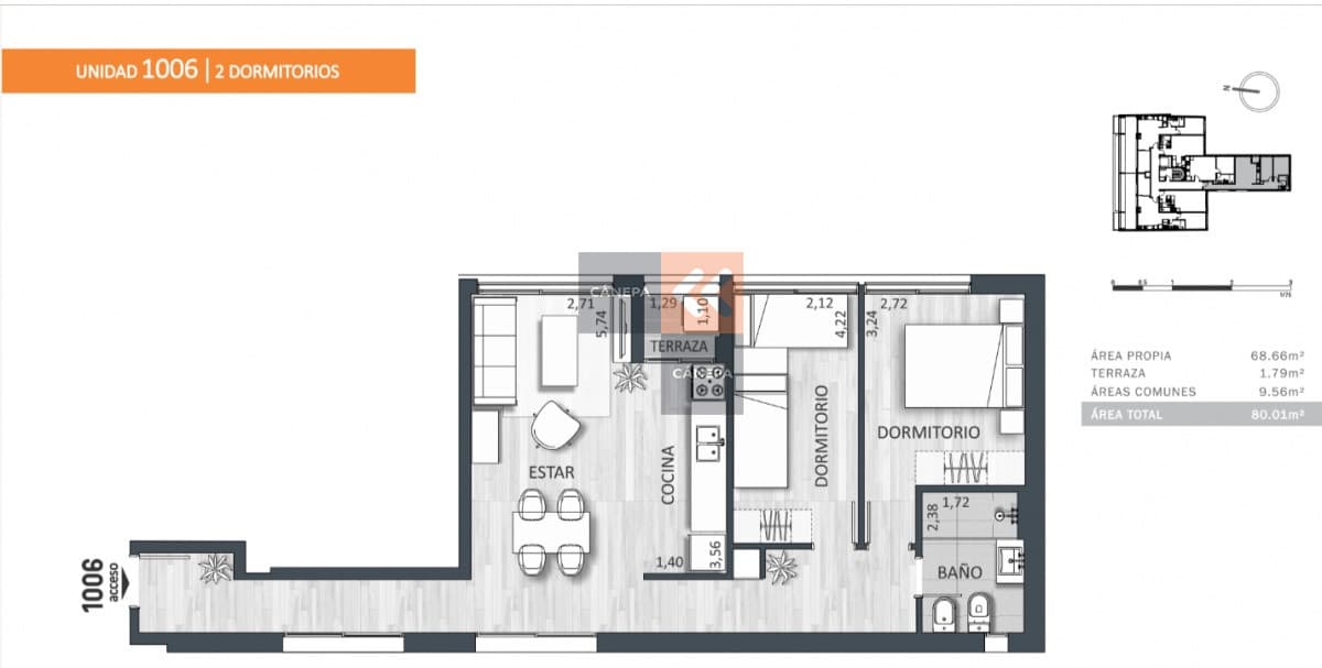 Apartamento en Tres Cruces