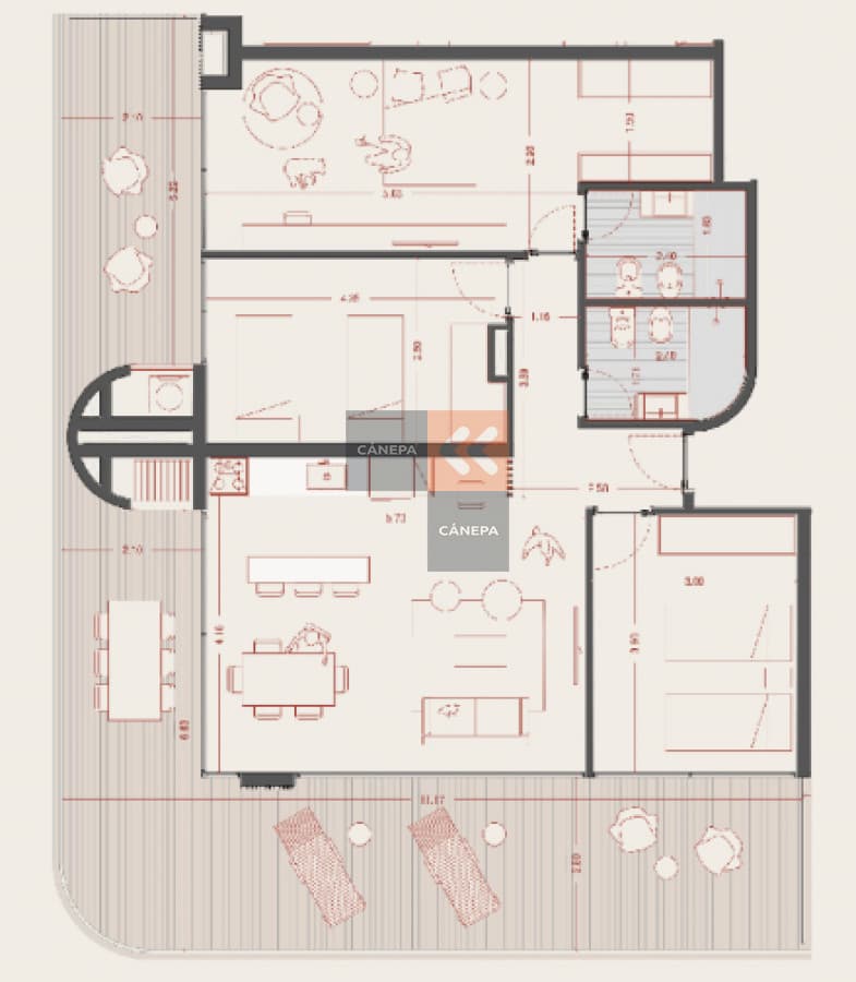 Venta apartamento 3 dormitorios frente al Lago Calcagneo