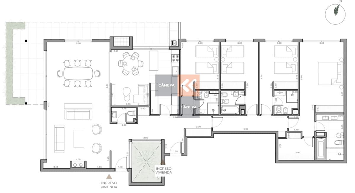 Venta apartamento de 4 dormitorios en Carrasco Sur + jardín con parrillero propio