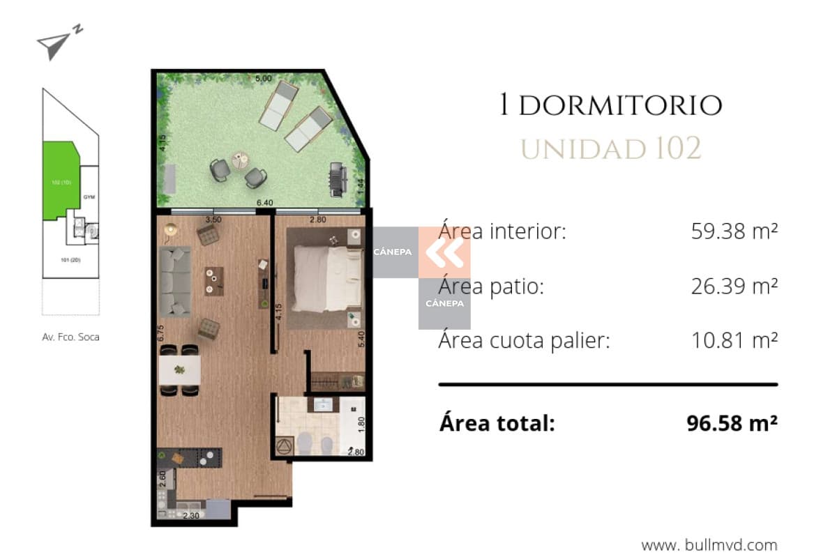 Apartamento a la venta con renta en Pocitos