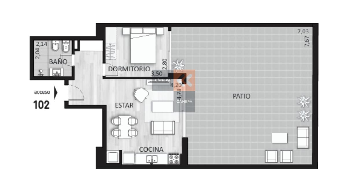 Venta apartamento 1 dormitorio en Cordón con patio exclusivo