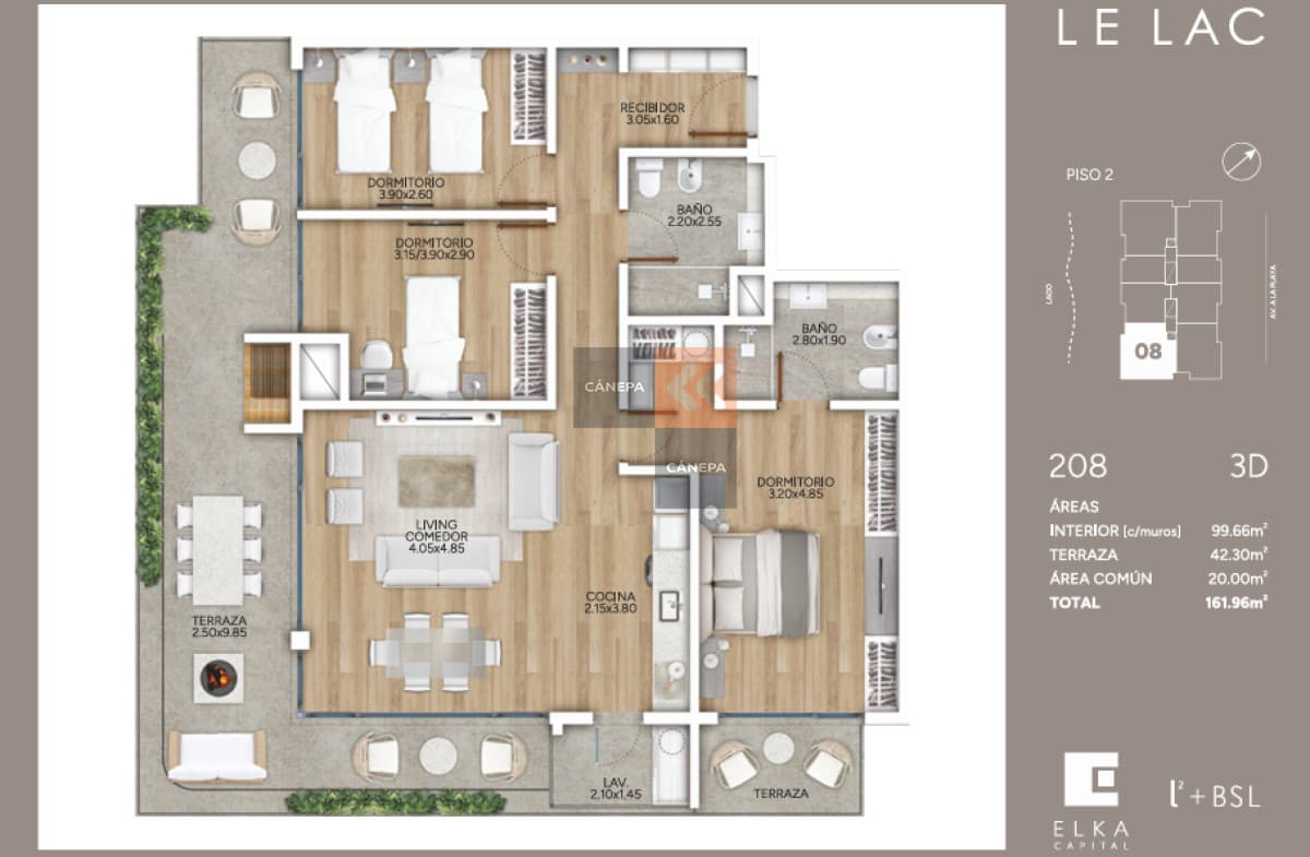 Venta apartamento 3 dormitorios en Parque Miramar
